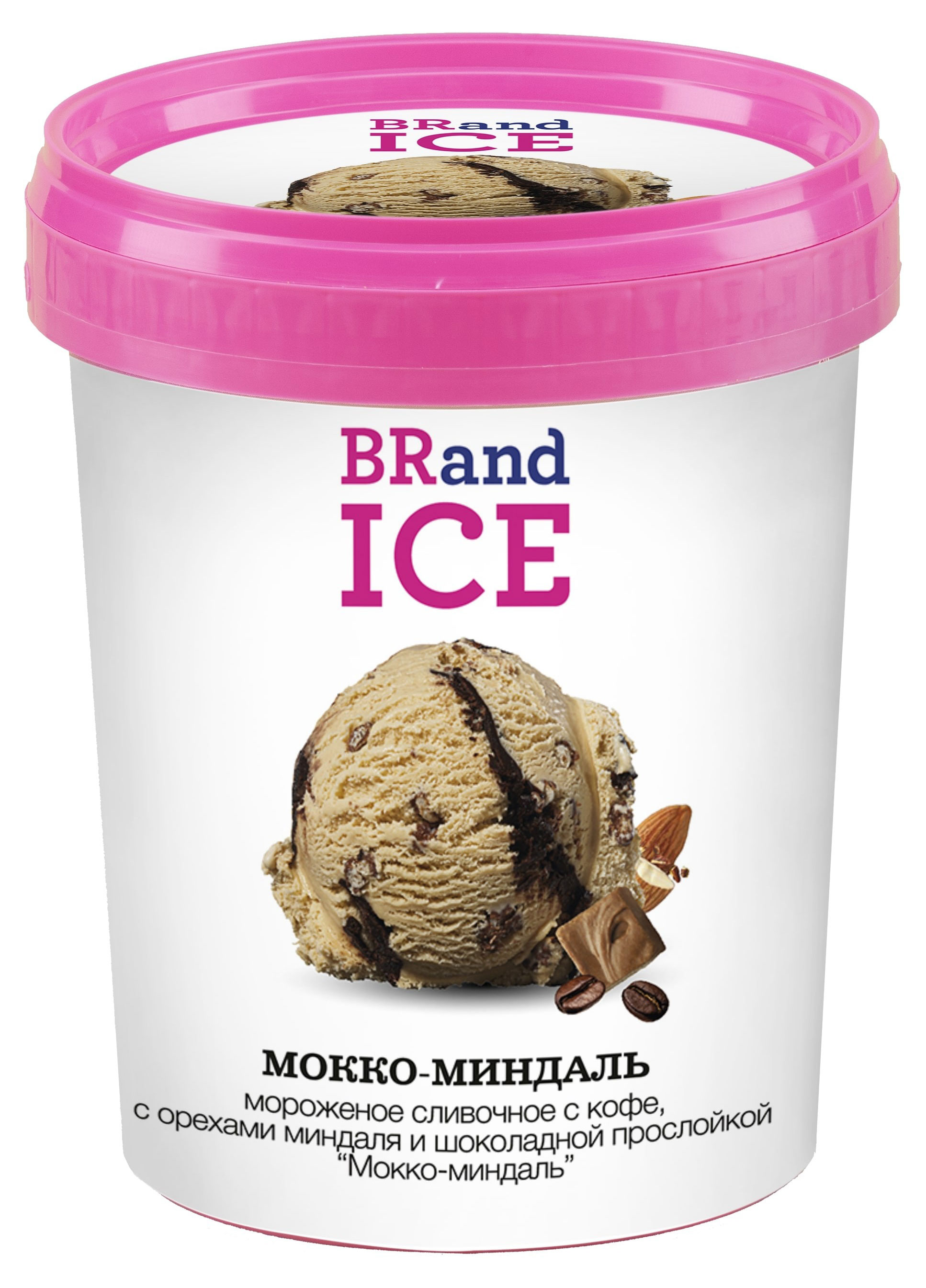 

Мороженое сливочное BRandICE с кофе орехами миндаля и шоколадной прослойкой Мокко-миндаль БЗМЖ, 1 л