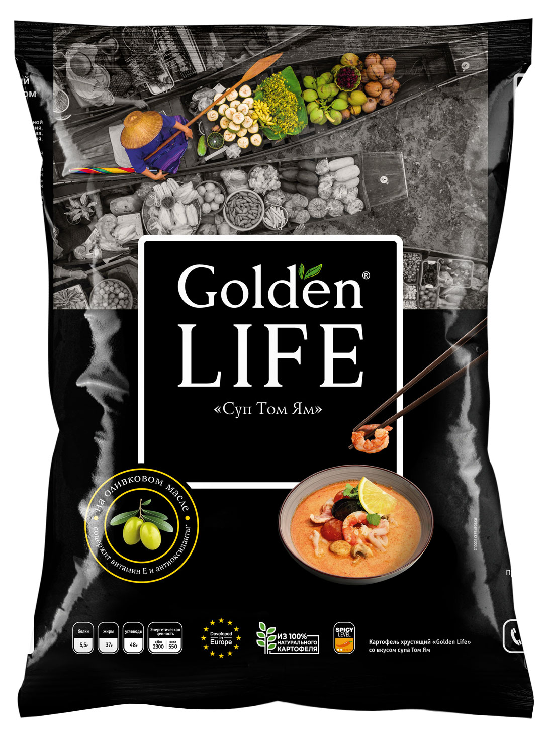 

Чипсы Golden Life Со вкусом Том Ям, 90 г