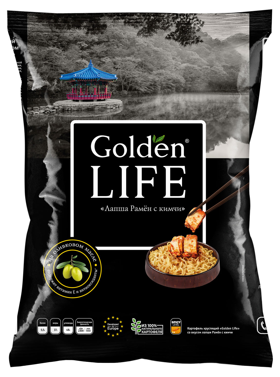 

Чипсы Golden Life Со вкусом Лапши рамен с Кимчи, 90 г