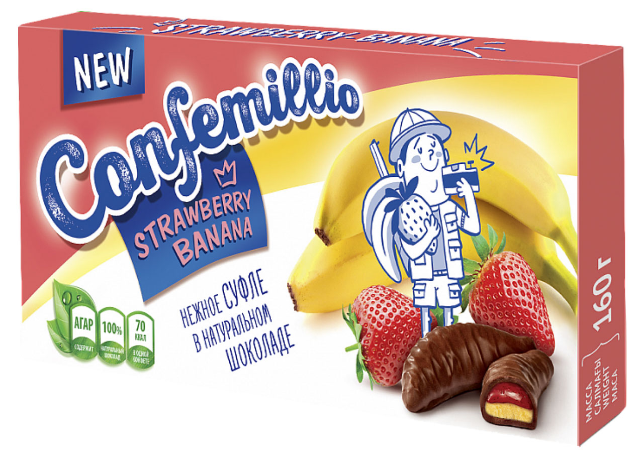 

Конфеты Confemillio со вкусом банана и клубники, 160 г