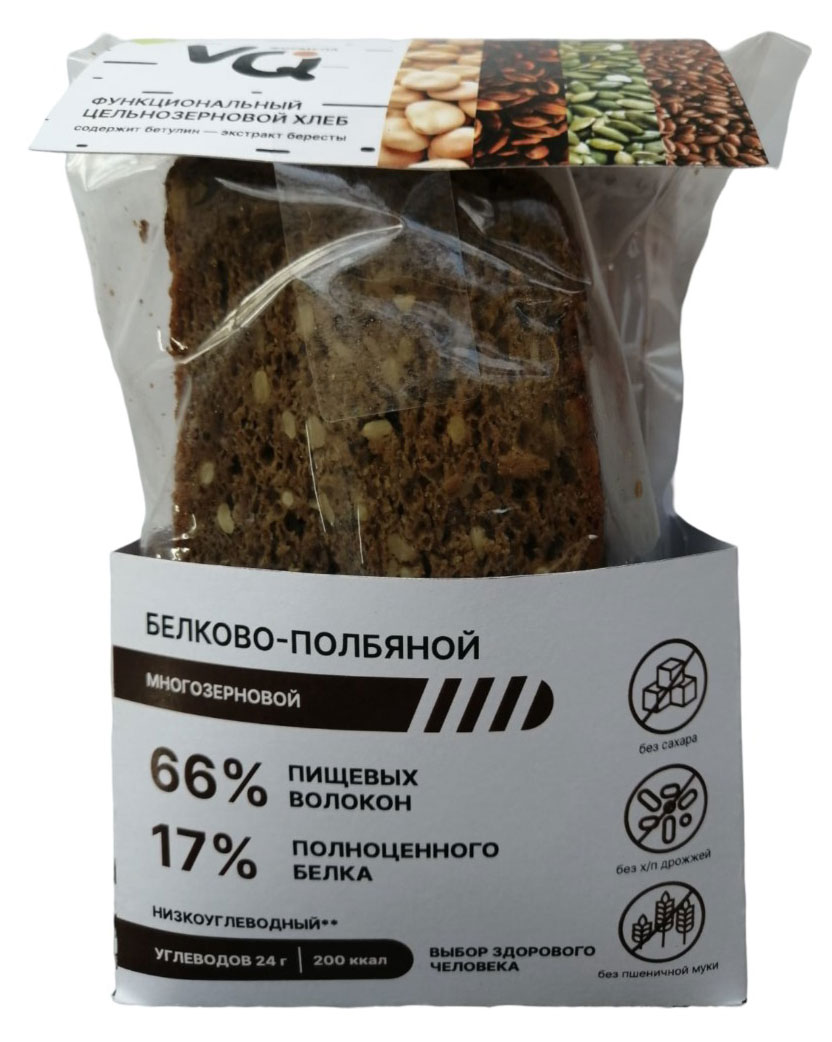

Хлеб белково-полбяной VQ формула Многозерновой бездрожжевой без сахара нарезка, 250 г