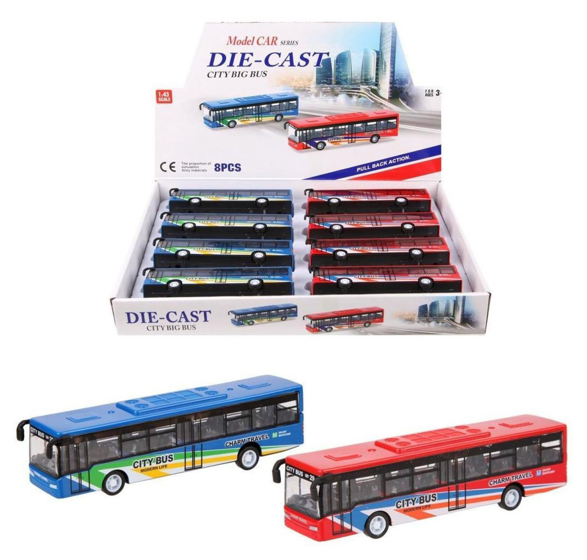 

Игрушка инерционная Наша Игрушка Автобус, 1:43