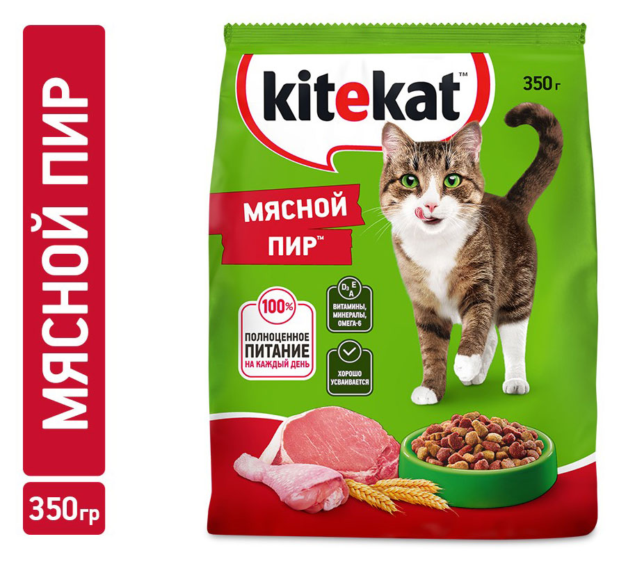 

Сухой корм для кошек Kitekat Мясной пир, 350 г