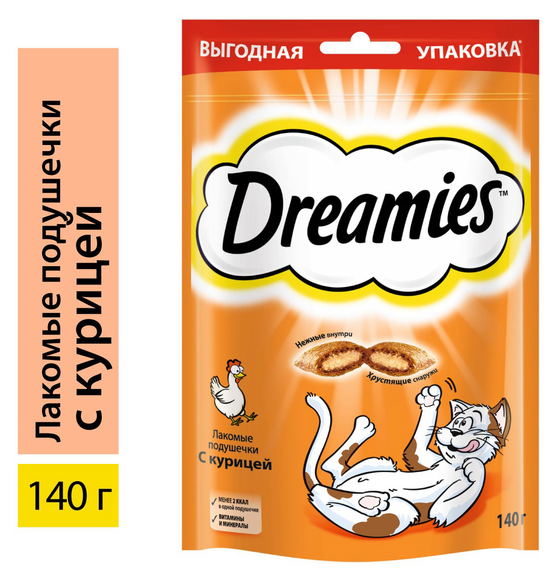 

Лакомство для кошек Dreamies подушечки с курицей, 140 г