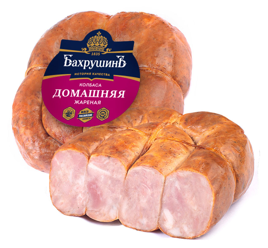 Изображение товара Колбаса полукопченая Бахрушинъ Домашняя жареная 430 г натуральная, свинина