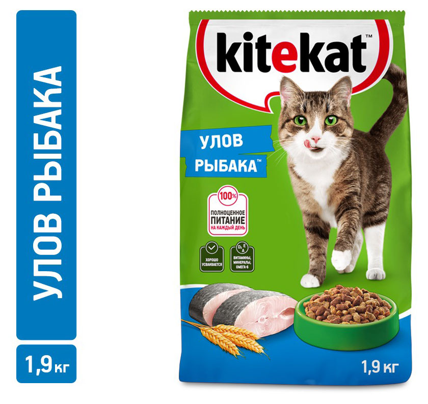 

Сухой корм для кошек Kitekat Улов рыбака, 1,9 кг
