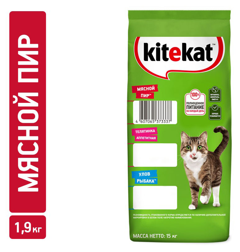 Изображение товара Сухой корм для кошек Kitekat мясной пир, 15 кг