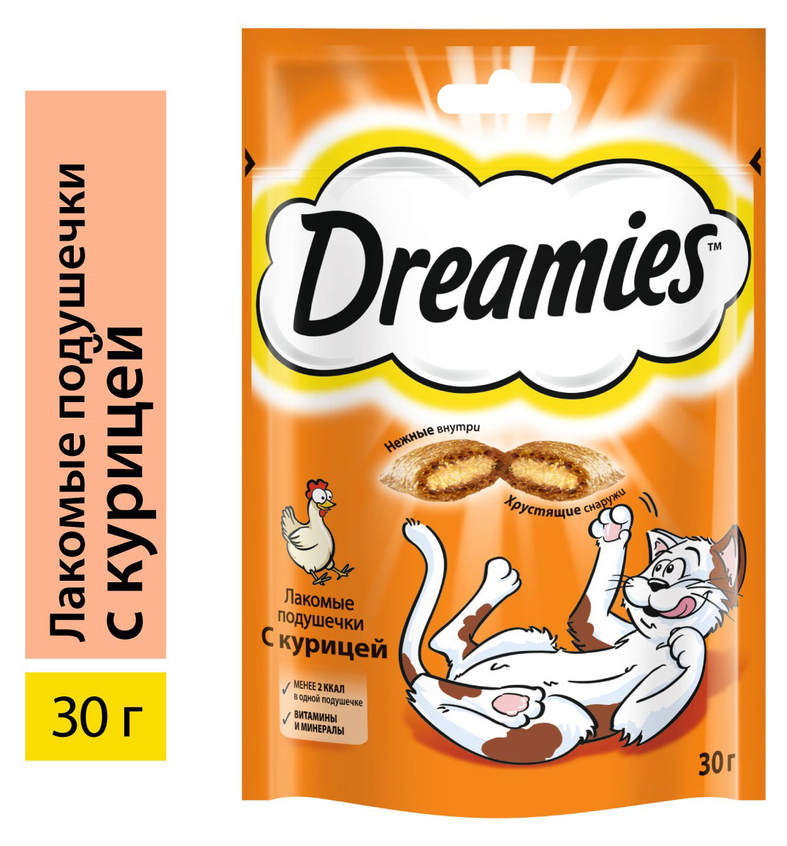 Изображение товара Лакомство для кошек Dreamies подушечки с курицей, 30 г