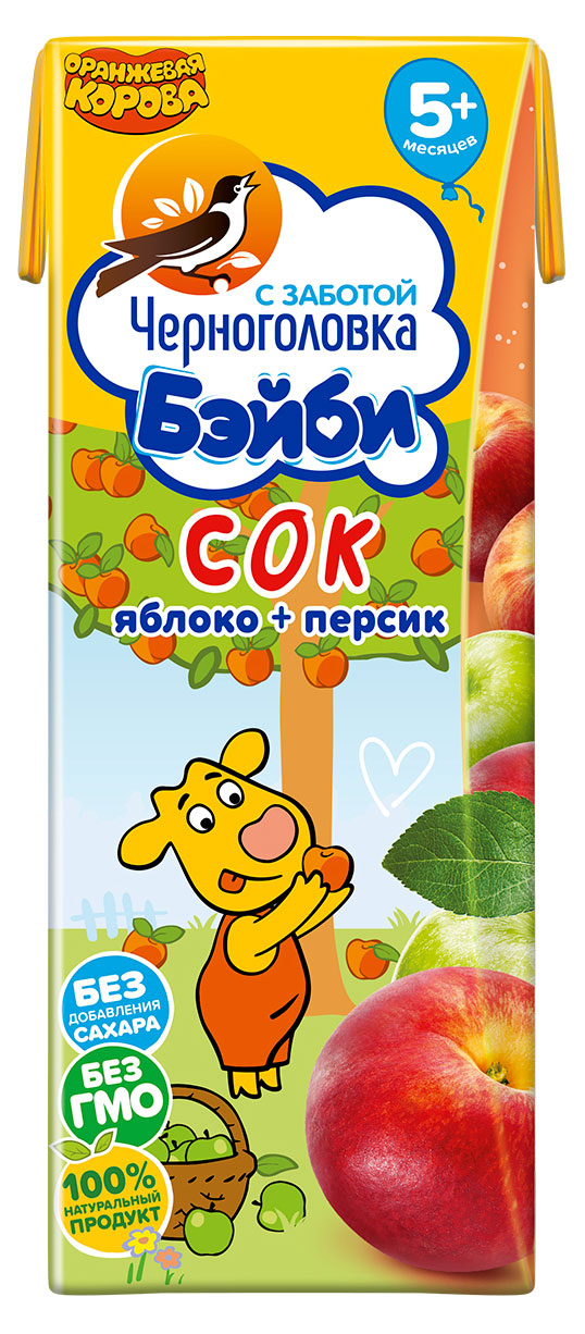 

Сок Черноголовка Бэйби Яблоко персик с мякотью с 5 мес., 200 мл