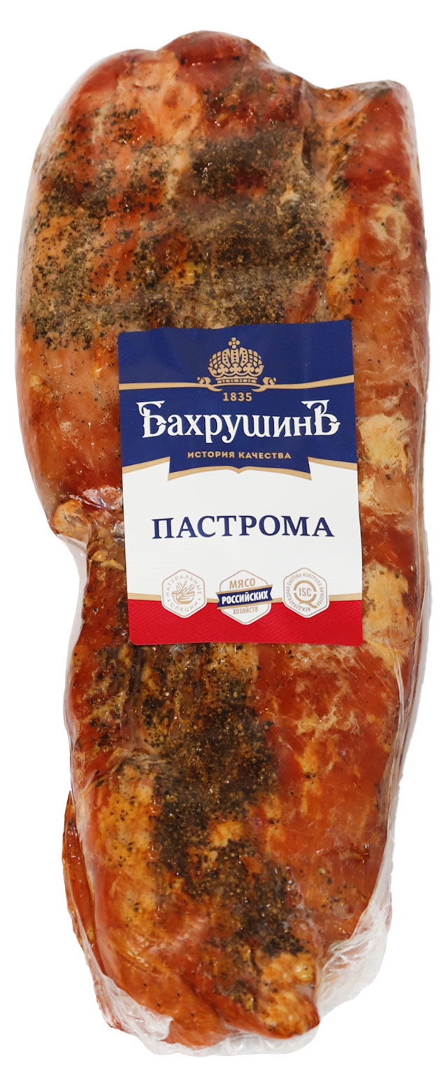 

Пастрома копчено-вареная БахрушинЪ (0,2-0,5 кг), 1 упаковка ~ 0,3 кг
