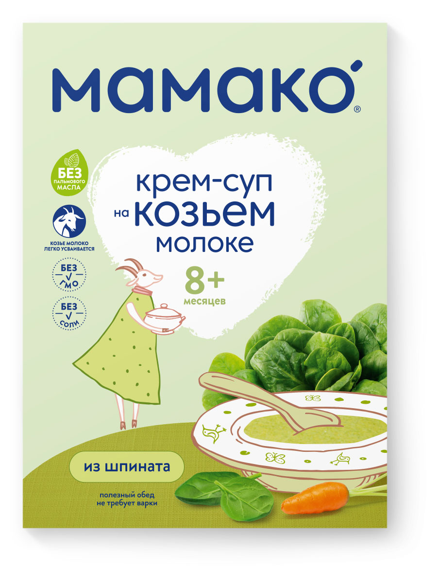

Крем-суп Мамако Овощной из шпината на козьем молоке 8+ мес., 150 г