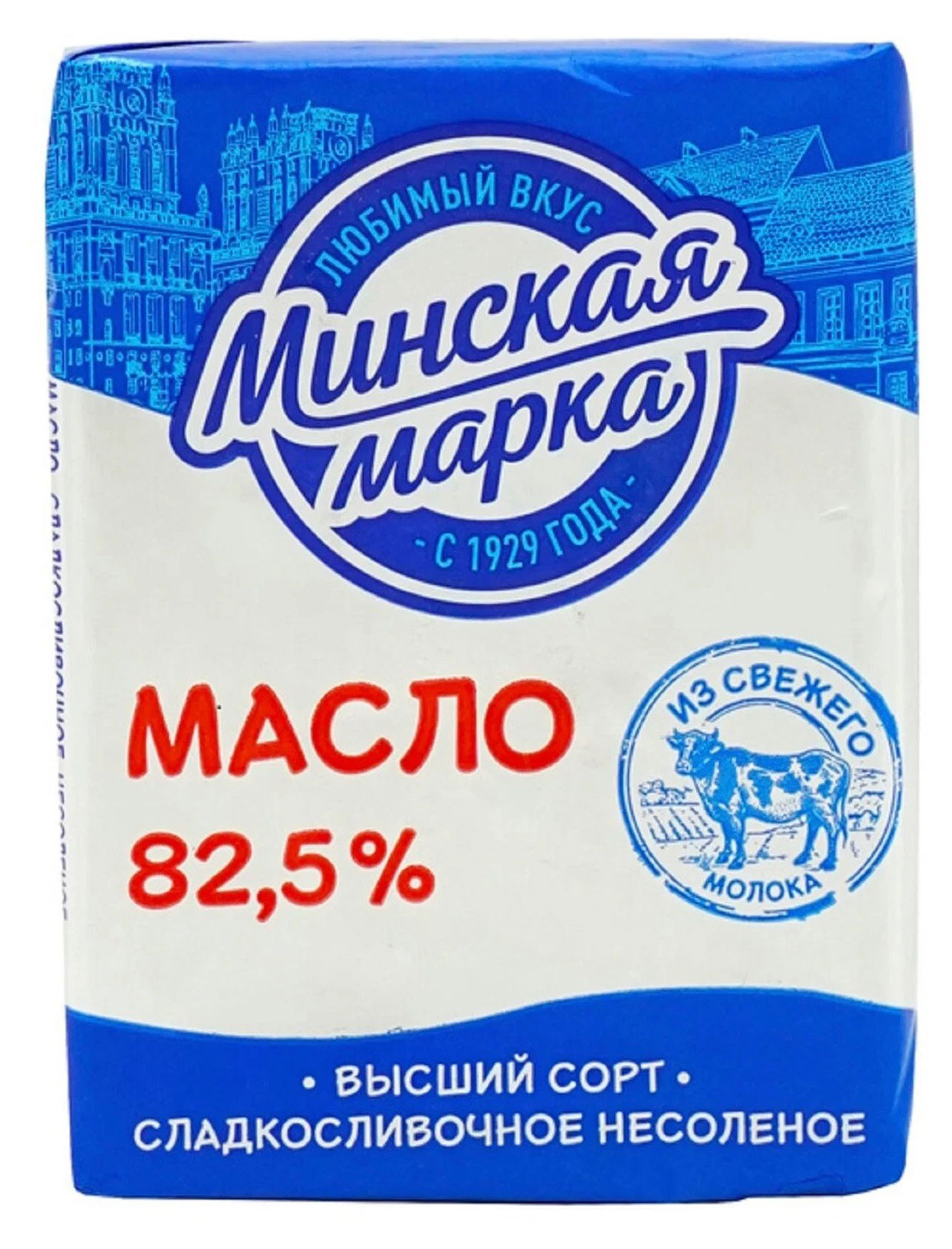 

Масло сливочное Минская марка Традиционное 82,5% БЗМЖ, 180 г