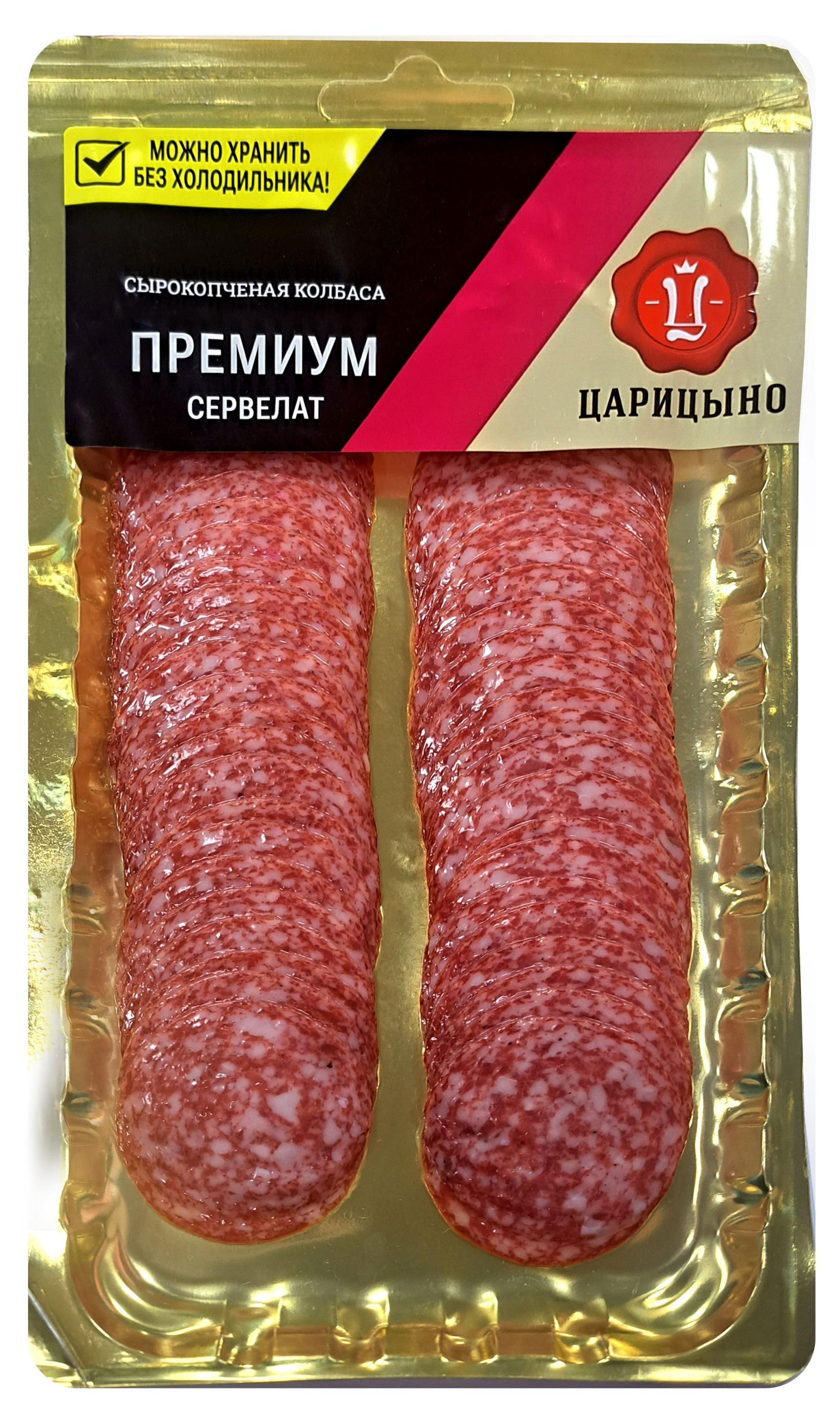 

Колбаса сырокопченая Царицыно Сервелат премиум нарезка, 100 г