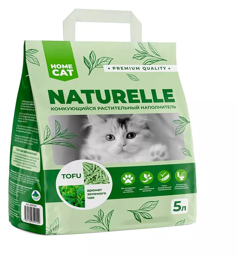 

Наполнитель для кошачьего туалета HOMECAT Naturella Зеленый чай, 5 л