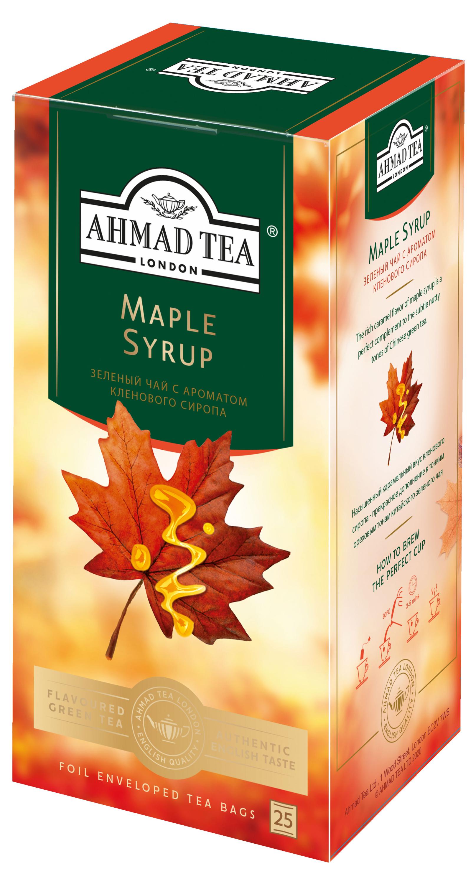 

Чай зеленый Ahmad Tea с ароматом кленового сиропа в пакетиках, 25 шт х 1,5 г