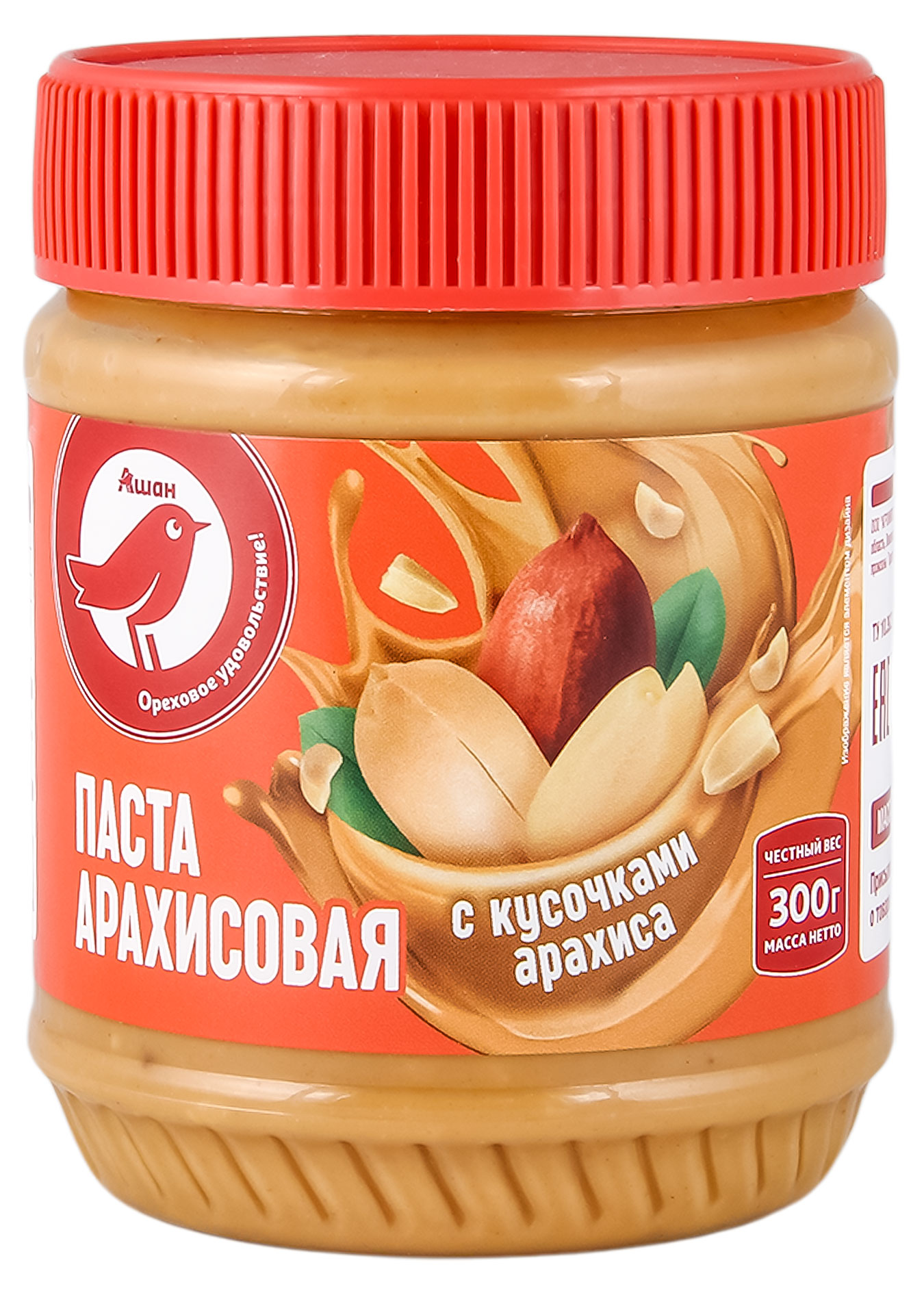 

Паста арахисовая АШАН Красная птица с кусочками арахиса, 300 г