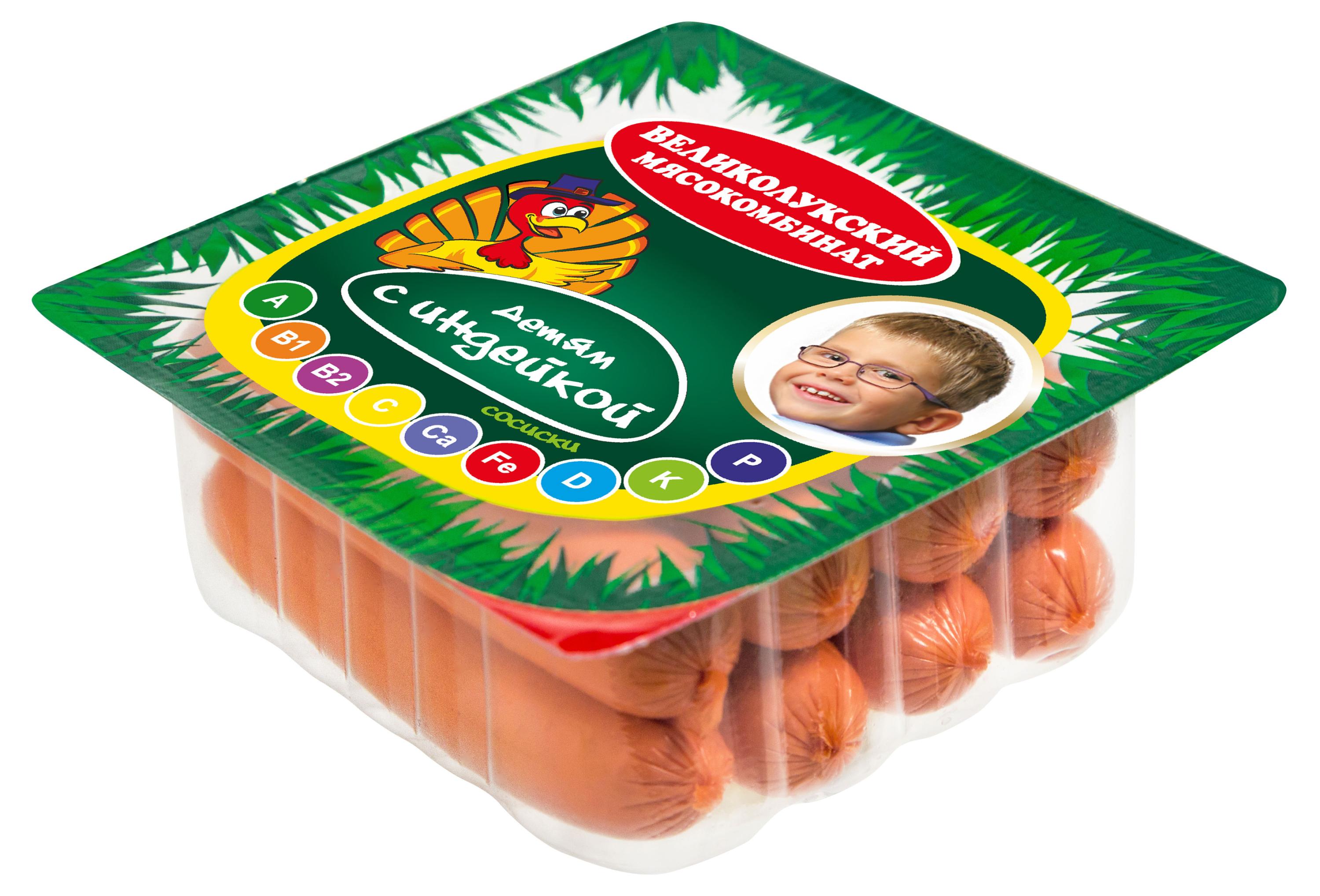 

Сосиски детские Великолукский мясокомбинат с индейкой, 330 г