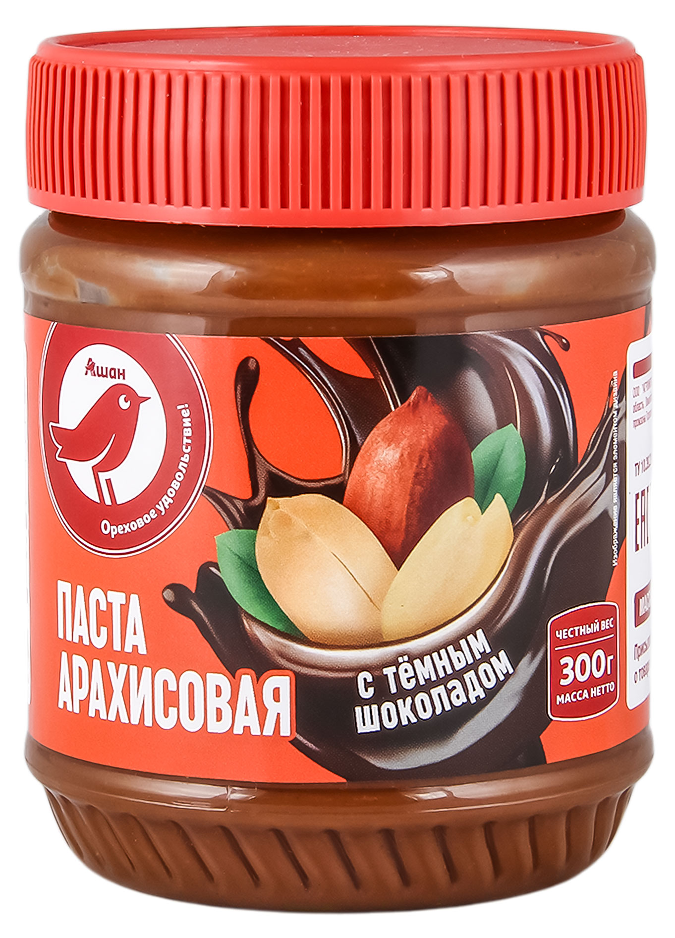 

Паста арахисовая АШАН Красная птица с темным шоколадом, 300 г