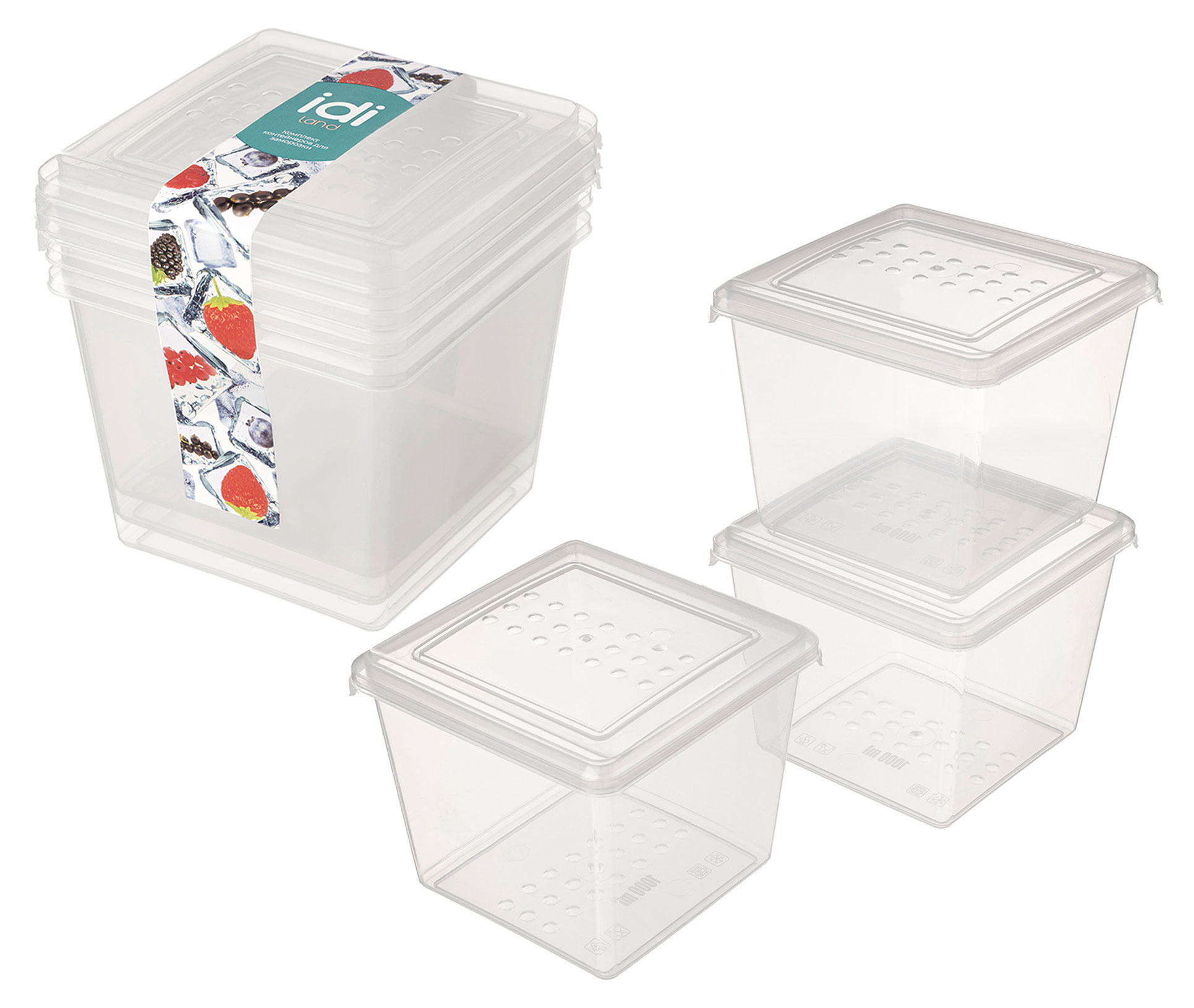

Комплект контейнеров для заморозки Idiland, 1 л х 3 шт