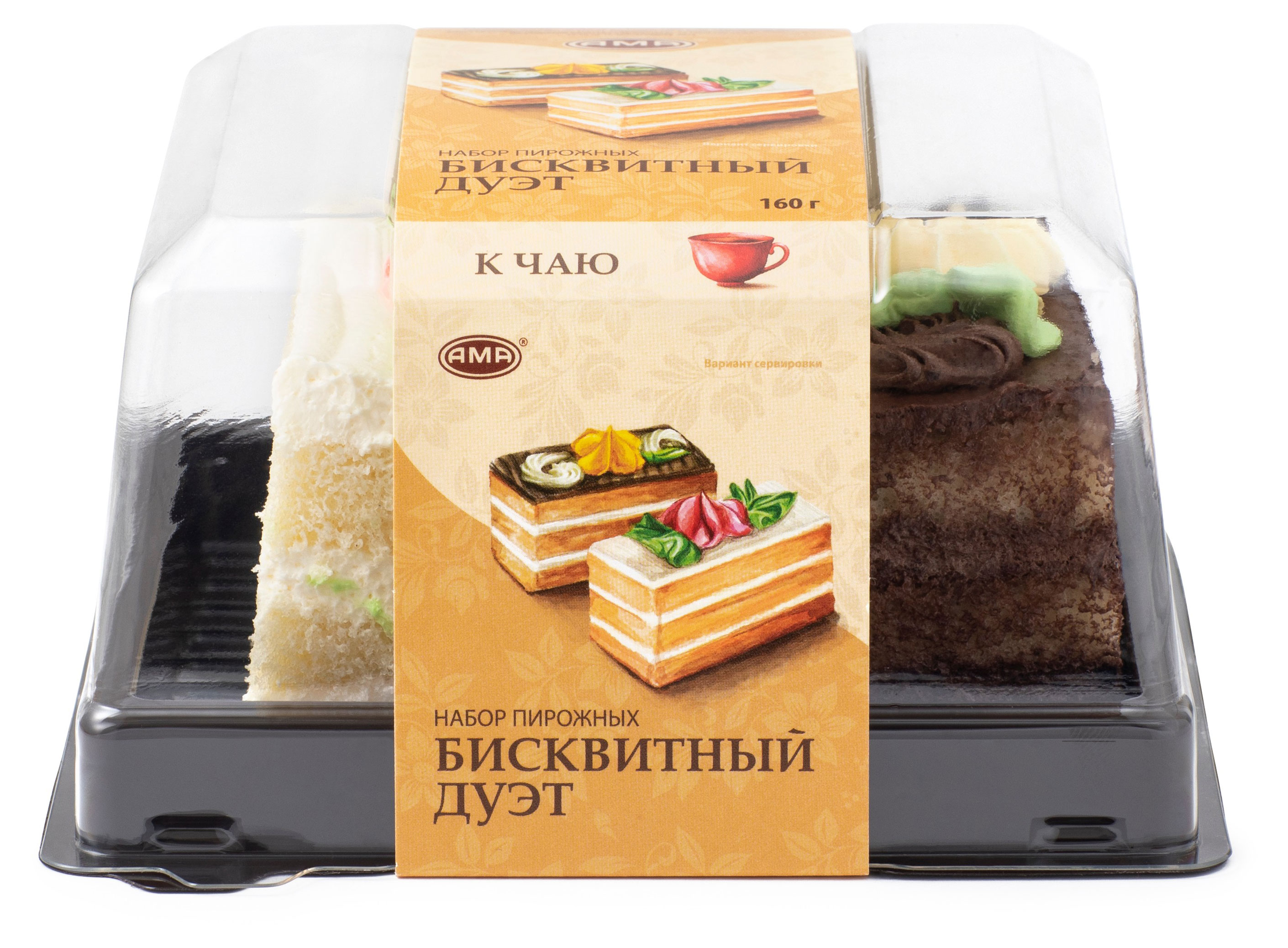 

Набор пирожных АМА Бисквитный Дуэт, 160 г