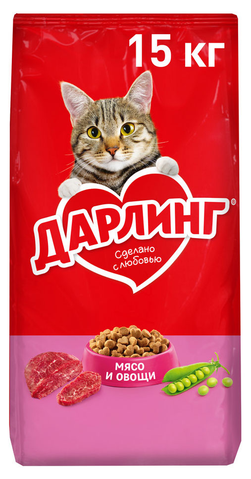

Сухой корм для кошек Дарлинг мясо и овощи, 15 кг
