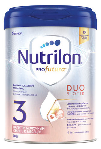 Изображение товара Nutrilon Profutura DuoBiotik 3 Молочная смесь для детей 12 месяцев и старше, 800 г