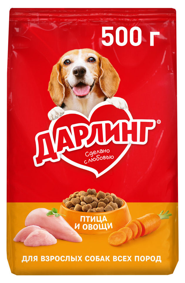Изображение товара Сухой корм для собак «Дарлинг» птица и овощи, 500 г