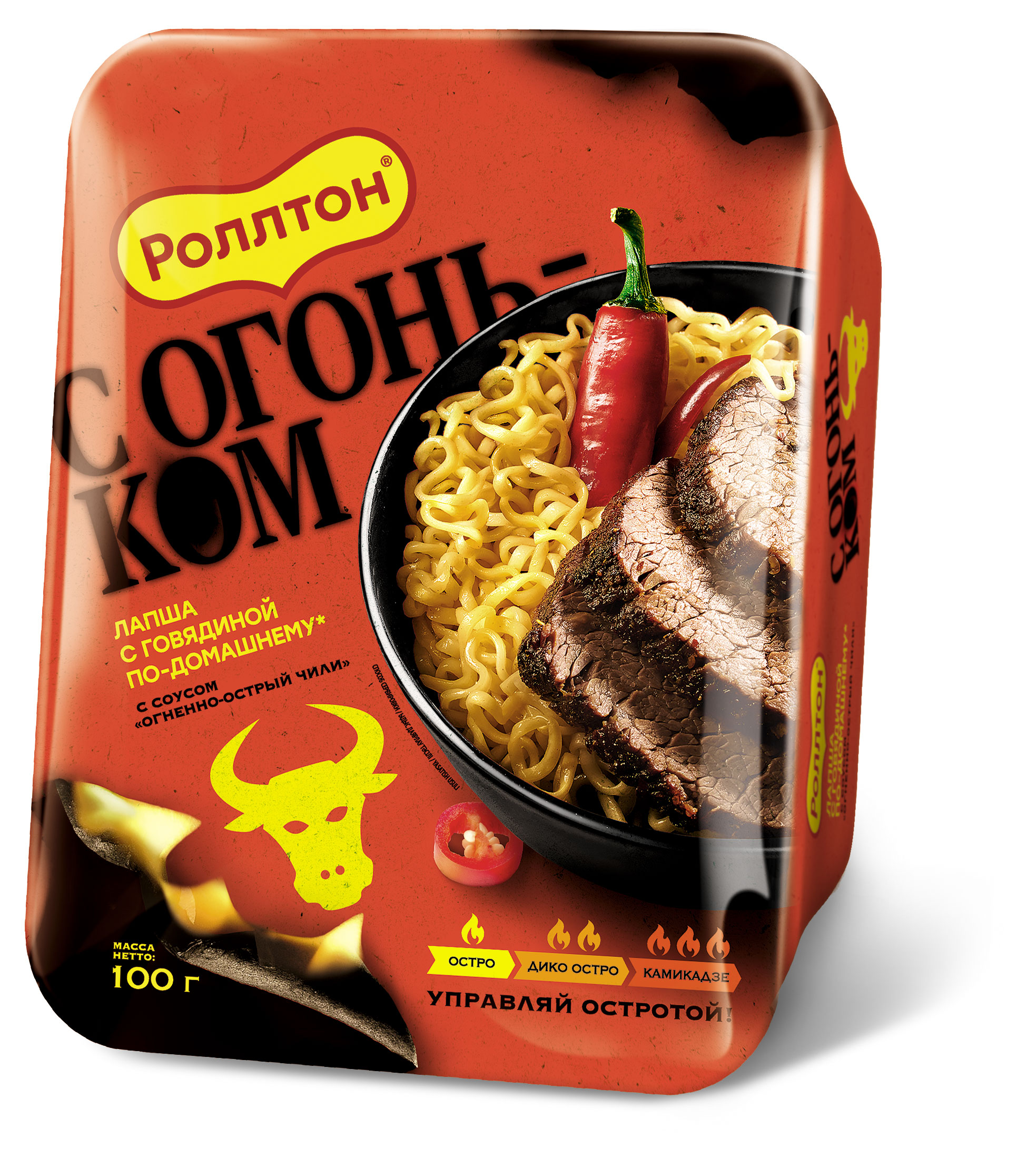 

Лапша быстрого приготовления Роллтон с говядиной с соусом чили, 100 г