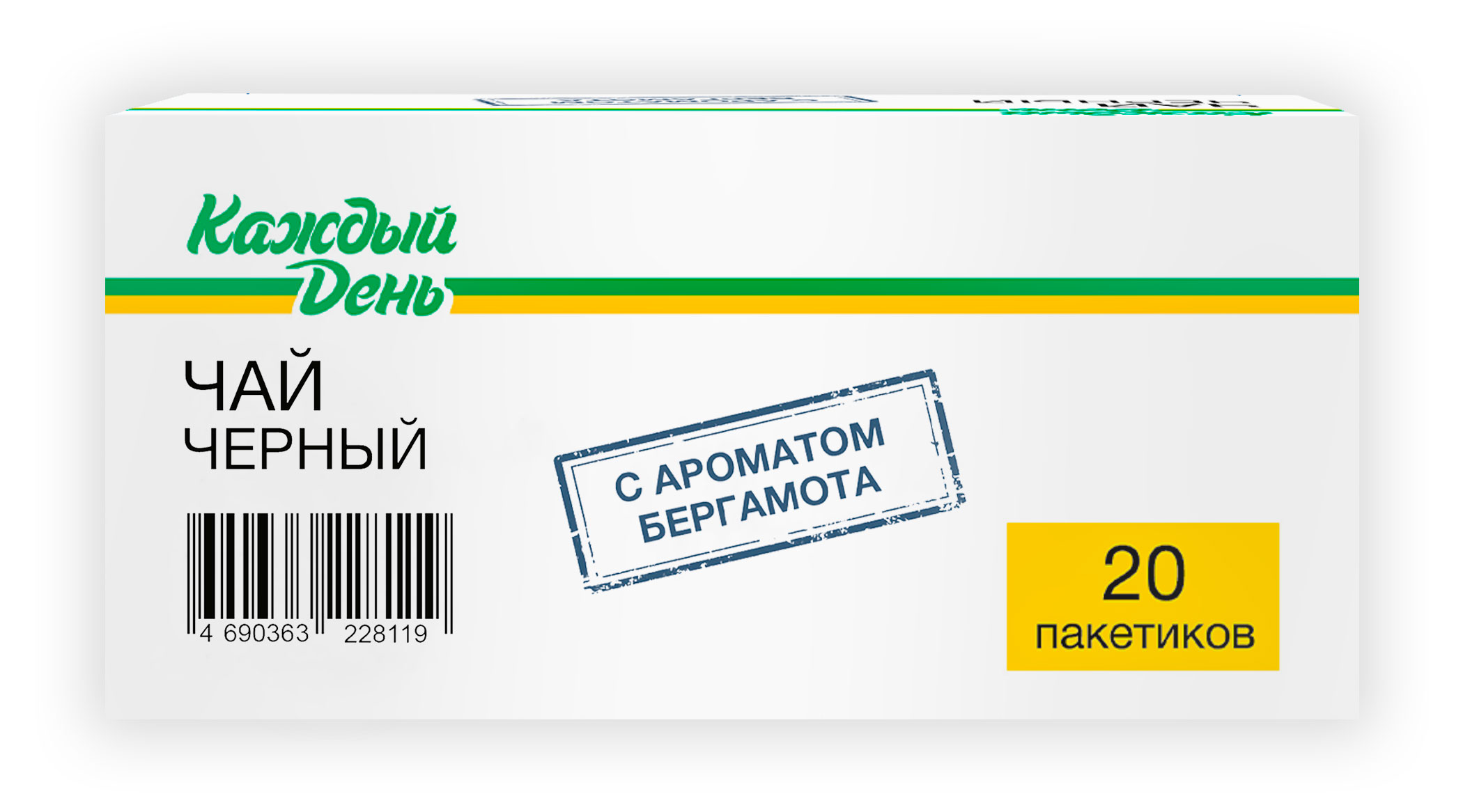 Изображение товара Чай черный «Каждый день» с бергамотом, 20х1,5 г