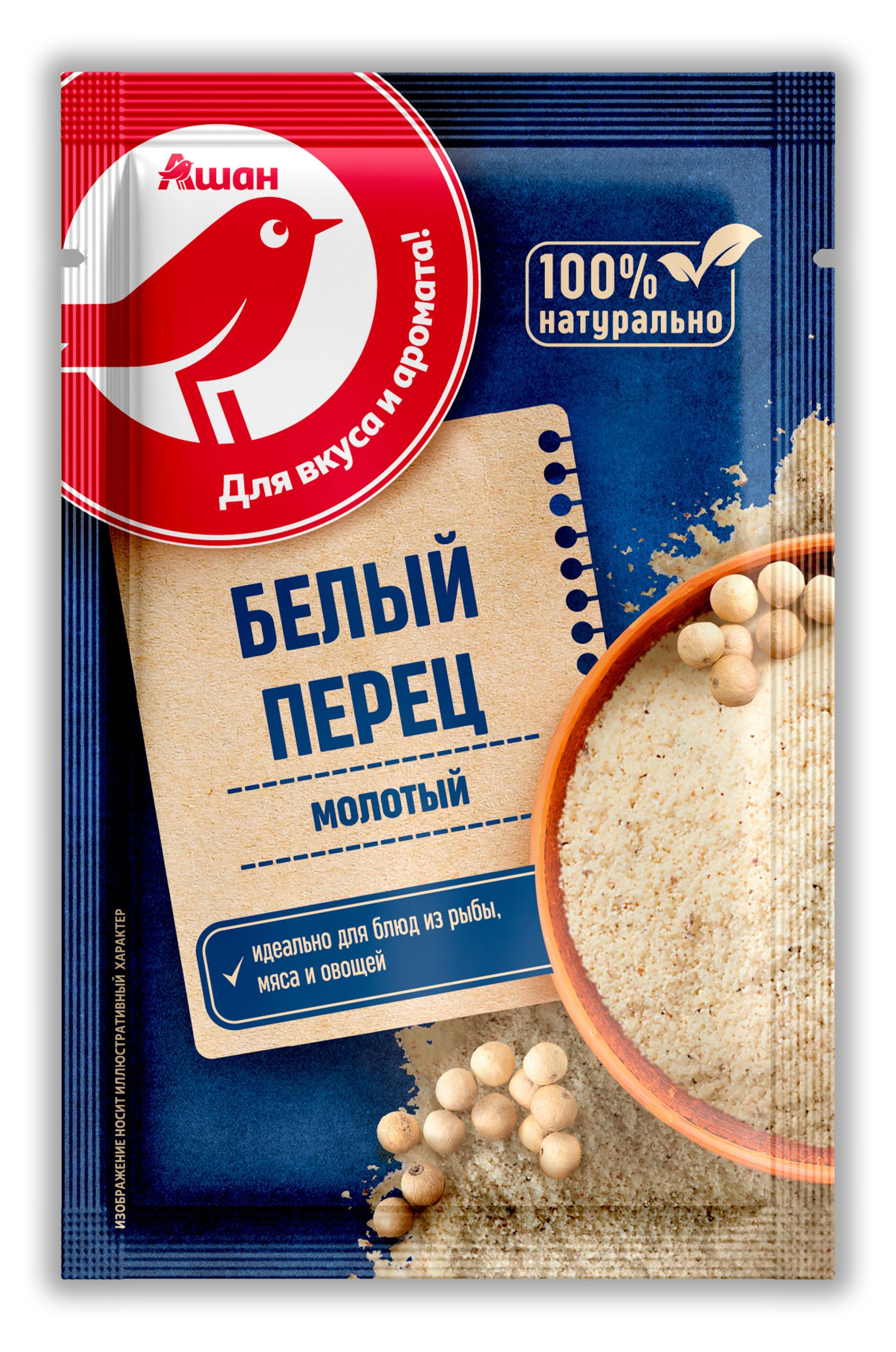 

Перец белый АШАН Красная птица молотый, 15 г