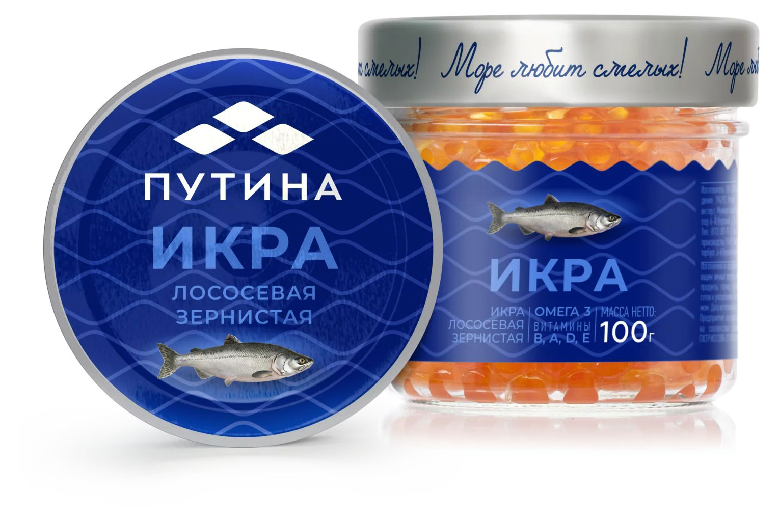 Изображение товара Икра лососевая зернистая «Путина» из горбуши 100 г для праздничных и повседневных блюд