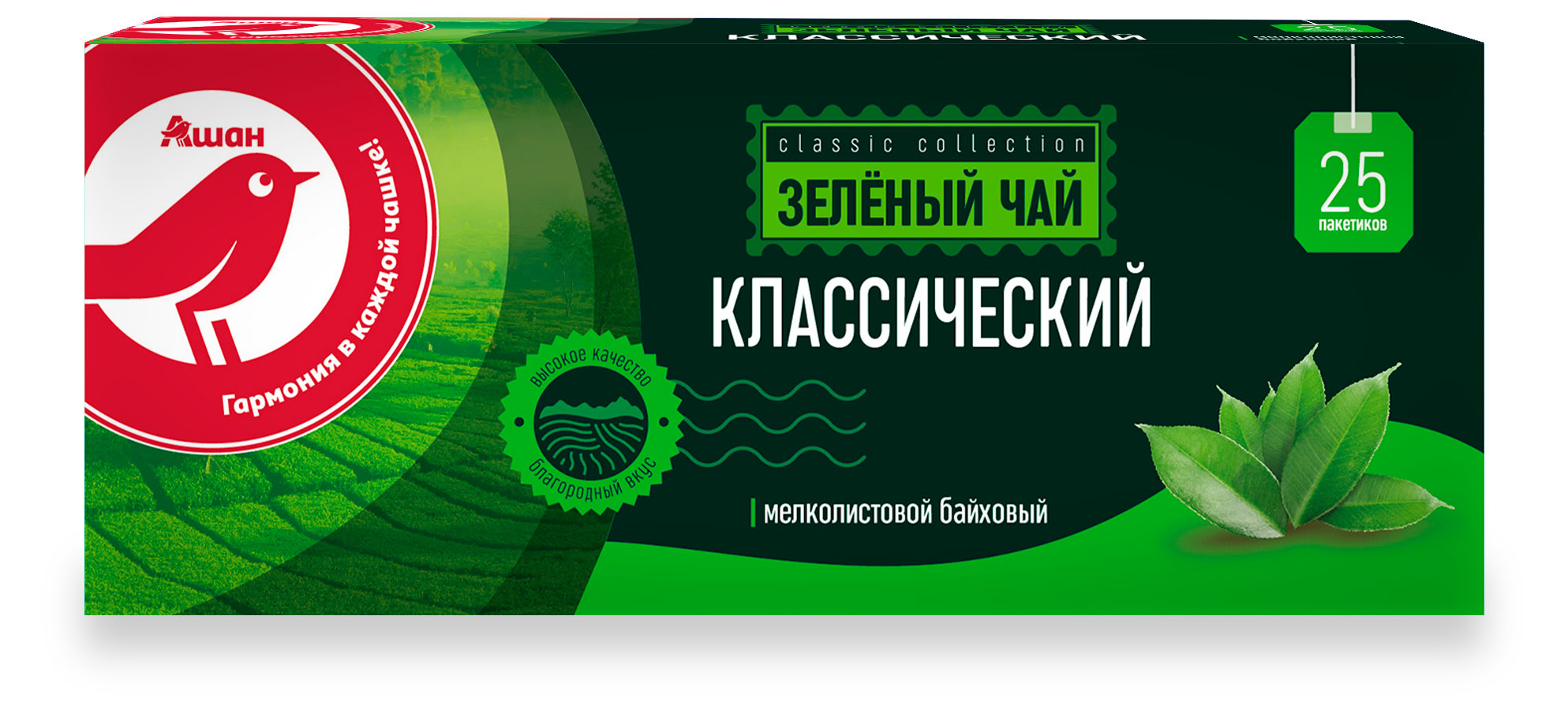 

Чай зеленый АШАН Красная птица, 25х2 г