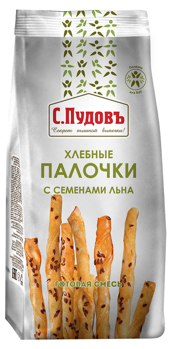 

Готовая смесь для выпечки С.Пудовъ хлебных палочек с семенами льна, 400 г