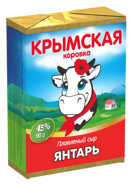 Изображение товара Плавленый сыр Янтарь Крымская Коровка 45% 90 г натуральный вкус