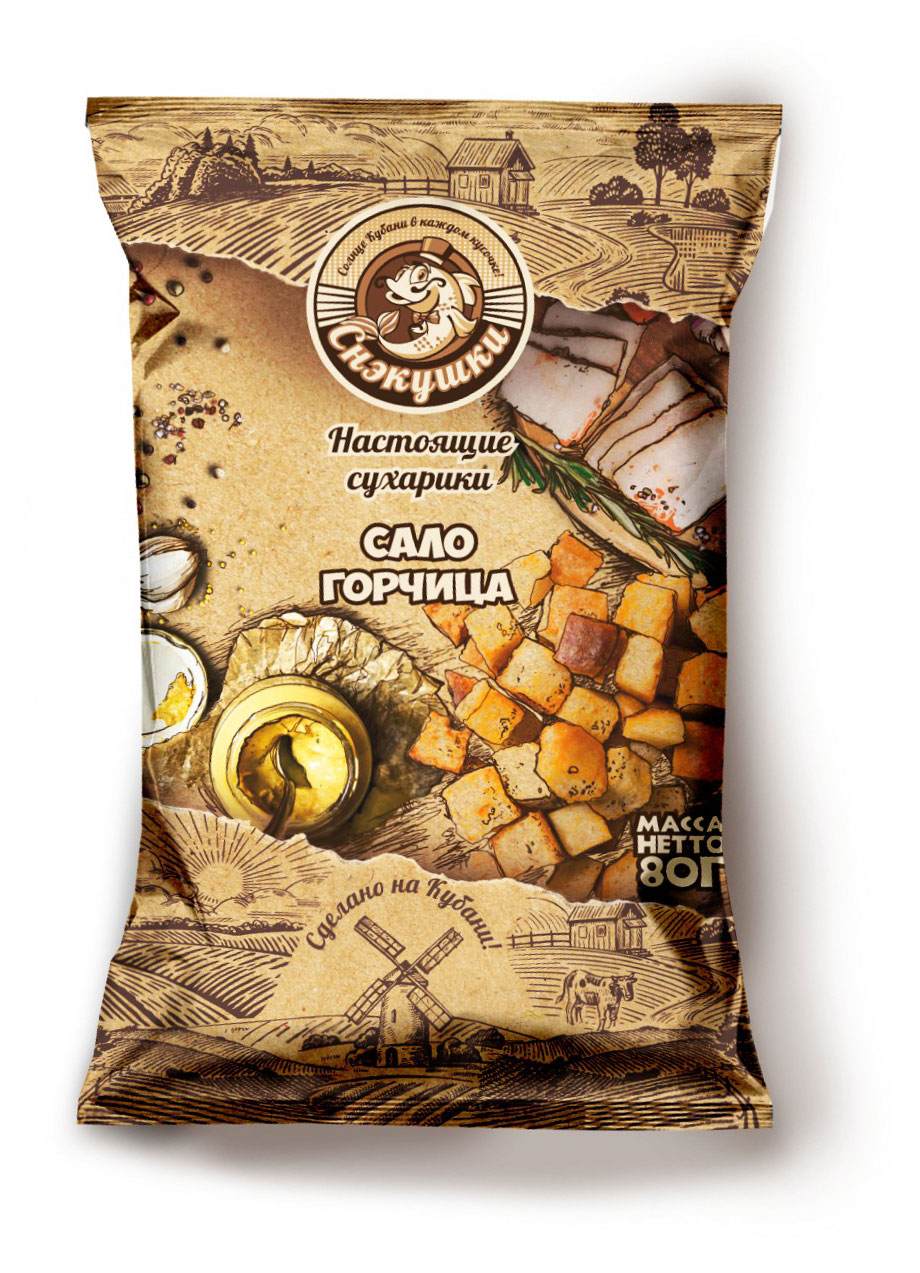 Изображение товара Сухарики пшеничные «Снэкушки» Сало Горчица, 80 г