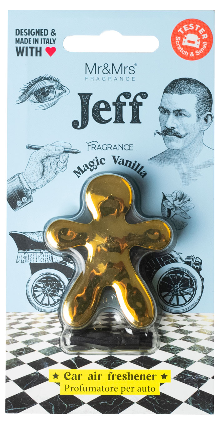 

Ароматизатор для автомобиля Mr & Mrs Fragrances Jeff Волшебная ваниль золото хром, 5,5 см