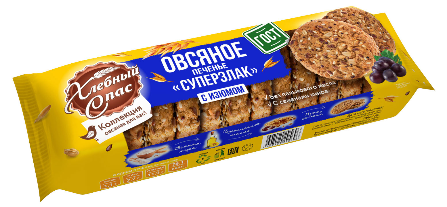 

Печенье Хлебный Спас овсяное Суперзлак, 230 г
