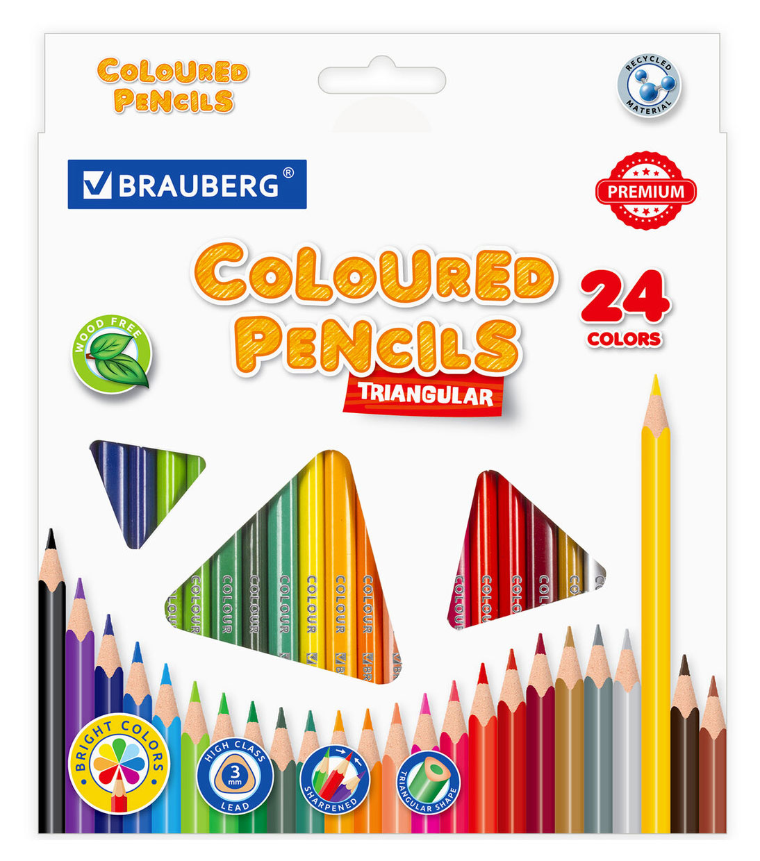 Изображение товара Карандаши цветные BRAUBERG PREMIUM трехгранные, 24 цвета