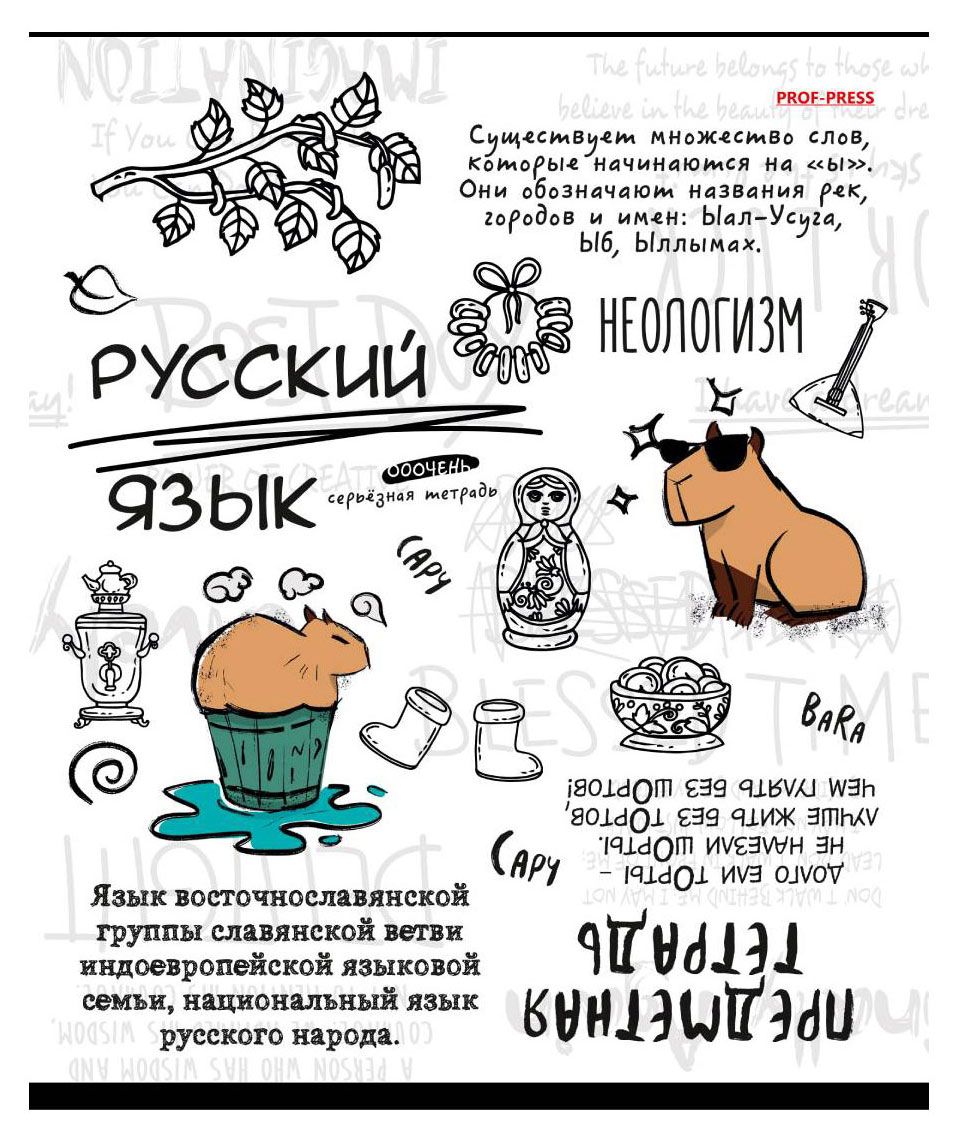 

Тетрадь предметная Prof-Press Капибара Русский язык в линейку А5, 48 л
