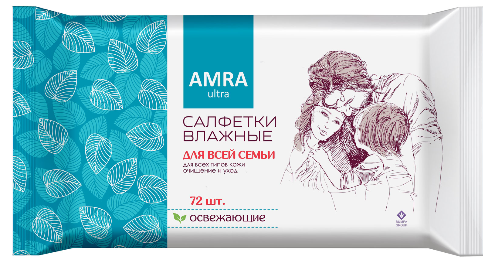 

Влажные салфетки AMRA освежающие, 72 шт