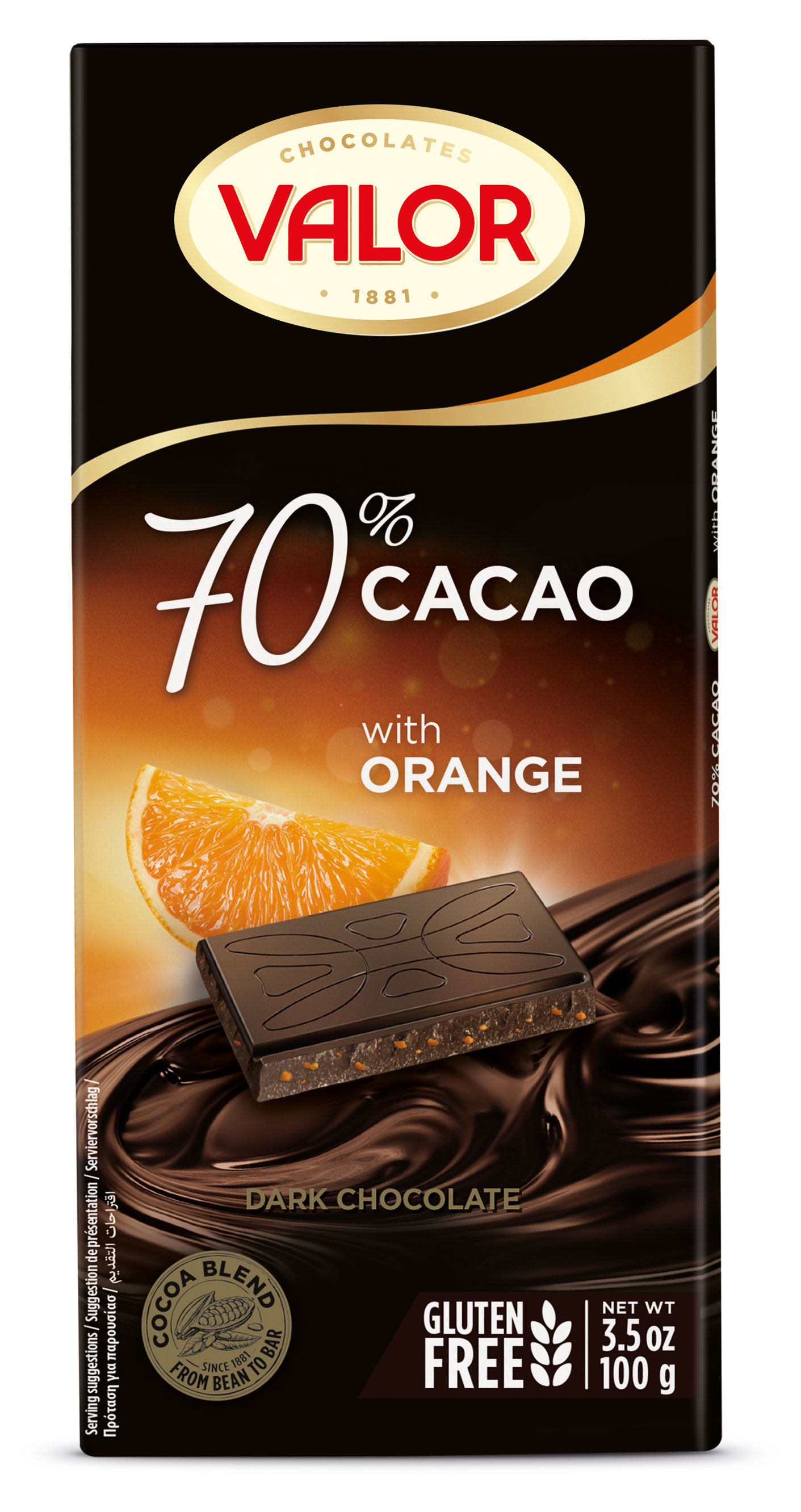 Изображение товара Шоколад горький Valor 70% апельсин, 100 г