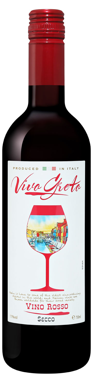 

Вино Vivo Greto Rosso Secco ординарное красное сухое Италия, 0,75 л