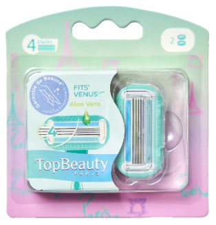 Изображение товара Cменные кассеты женские TopBeauty Paris 4 лезвия, 2 сменные кассеты