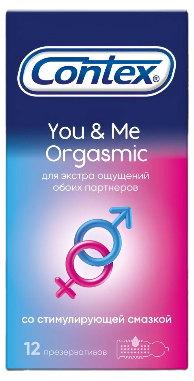 Изображение товара Презервативы Contex You&Me Orgasmic, 12 шт с стимулирующей смазкой и ребрами, анатомическая форма