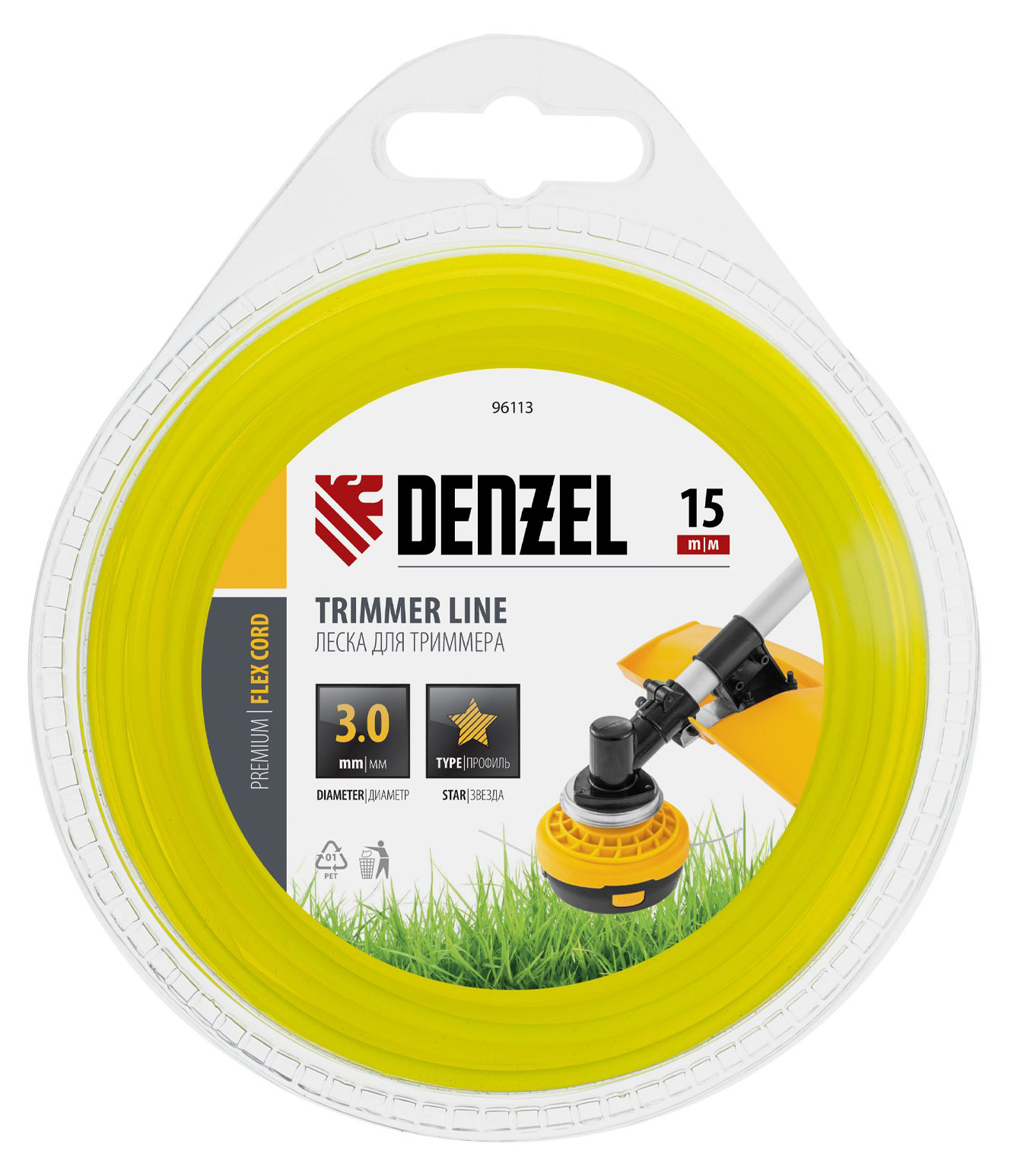 Изображение товара Леска для триммера Denzel Звезда, 3 мм х 15 м