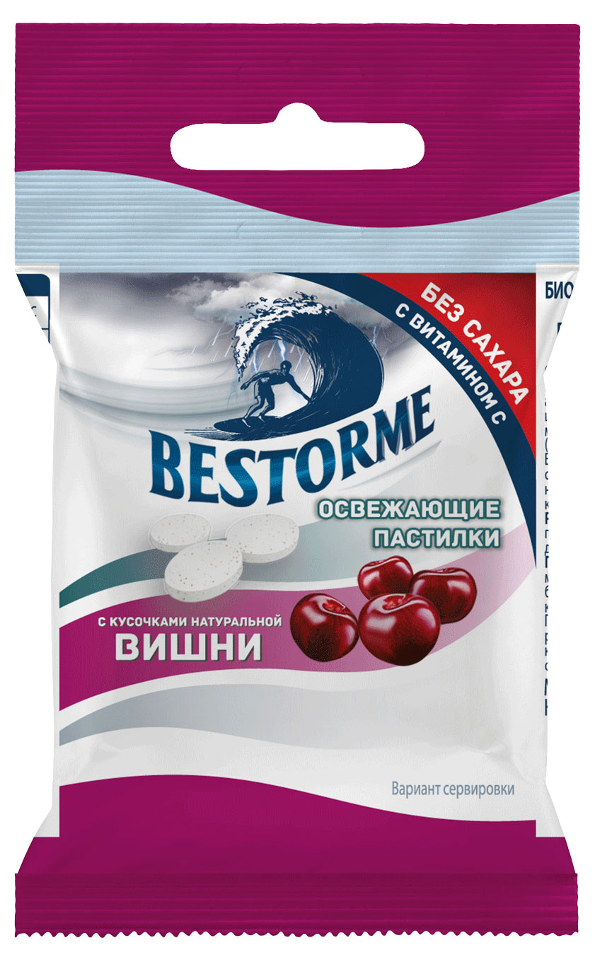 

Пастилки освежающие Bestorme со вкусом вишни без сахара, 25 г