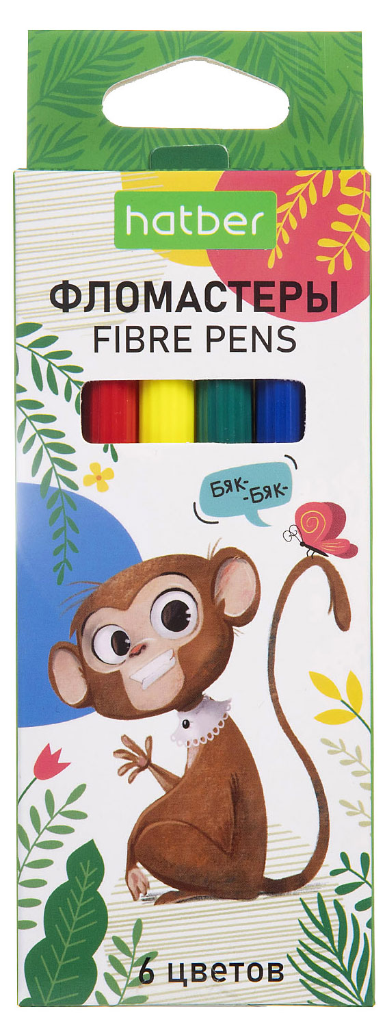 

Фломастеры Hatber ECO ZOO, 6 цветов