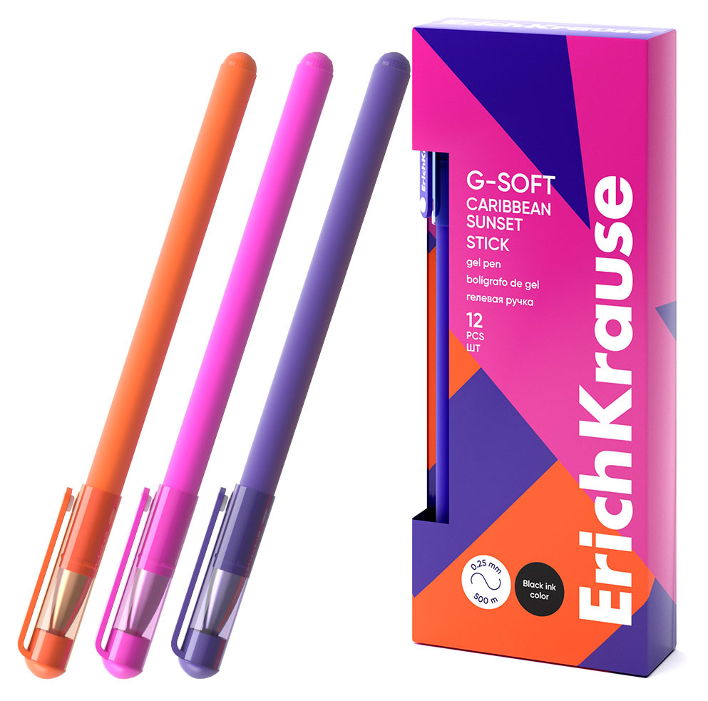 

Ручка гелевая ErichKrause G-Soft Stick Caribbean Sunset 0,38 черная, 1 шт