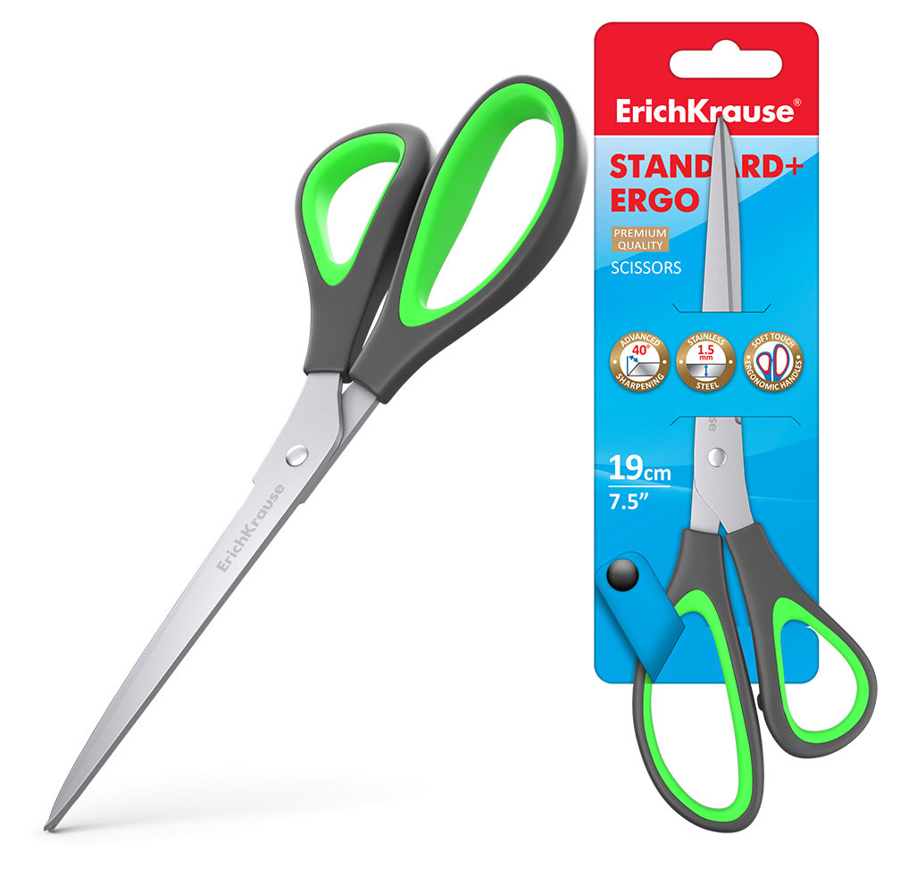 

Ножницы ErichKrause Standard+Ergo, 19 см, 1 шт в ассортименте