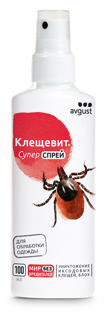 

Cпрей от клещей и блох Avgust Клещевит, 100 мл